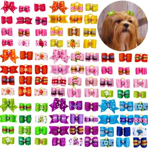 20pc Dog Bows Diamond Small Dog Hair Bows Fashion Cute Pet Dog Hair Accessories Exquisite Pet Supplies Dog Grooming Accessories