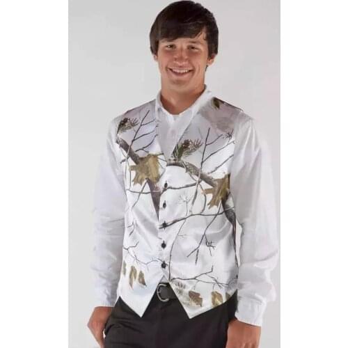 White Camo Men Vest Camouflage Mens Suit Vest Slim Groom Vests Realtree Camo Outerwear Spring Autumn Summer Wedding Vest Men