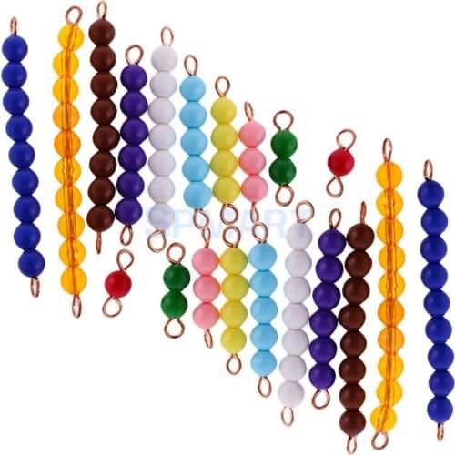 Montessori 20pcs Beads Bars 1-10 Numbers Kid Decimal System Learning Maths