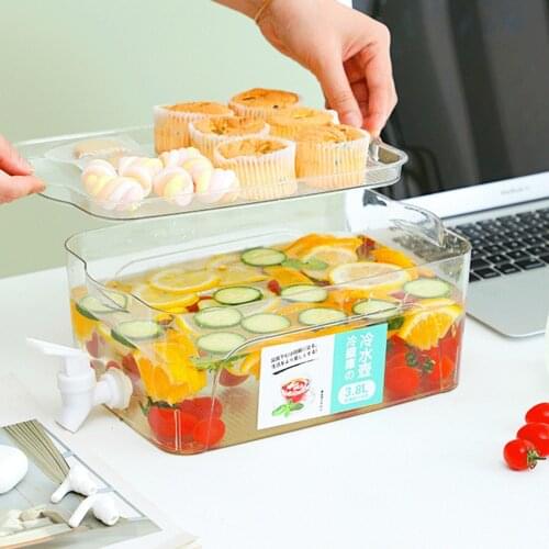 Fruit Teapot Summer Refrigerator Drinking Water Jug Lemonade Jug Cold Soak Bottle Cool Water Bucket with Faucet