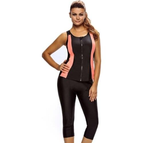 Tank Heart Black zipper Biquini Plus size swimwear Women tankini Set Sport Two Piece Swimsuit with Shorts badpak tankinis