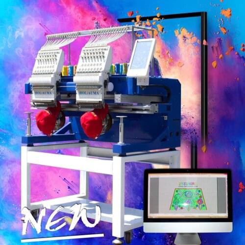 10" Monitor 15 Needle Flat Computerized Two Head Embroidery Machine Price on sale