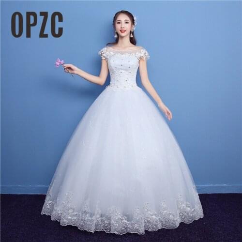 Korean Lace Up Ball Gown Sweet Neck Wedding Dresses 2020 New Fashion Cap Sleeve Customized Plus Size Bridal Dress Real Photo