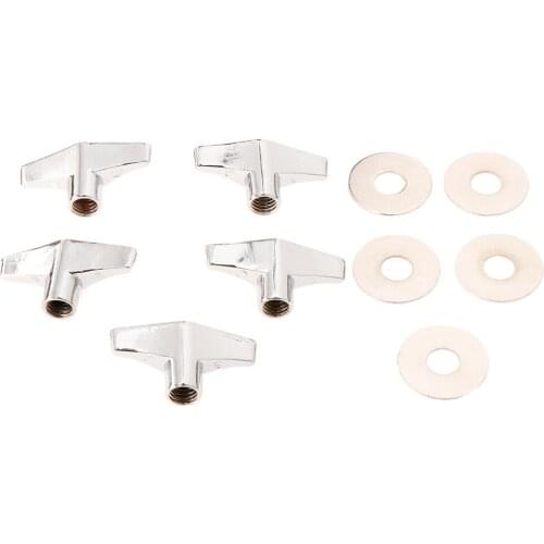 5 Pieces Quick Release Cymbal Stand Wing Nut with Gasket Washer for Drum Set Kit Percussion Parts