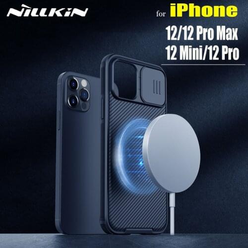 For Magsafe Wireless Charger Magnetic Case for iPhone 12 Pro Max Slide Camera Protect Lens Protective Cover for iPhone 12 Mini