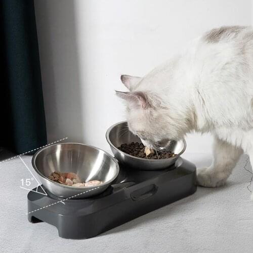 Cute Cat Dog Bowl Stainless Steel Fall-resistant Durable Food Bowl Pet Single Double Bowl Feeding Feeder Water BowlPet Supplies