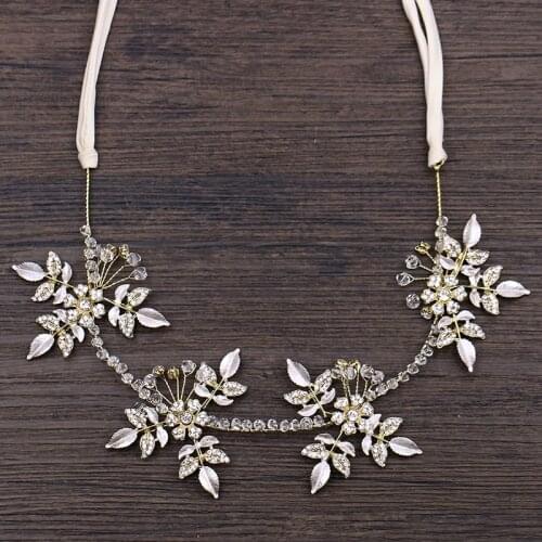 Trendy Gold Flower Tiara Hairbands For Women Hair Jewelry Crystal Bridal Headbands Princess Headpiece Wedding Hair Accessories