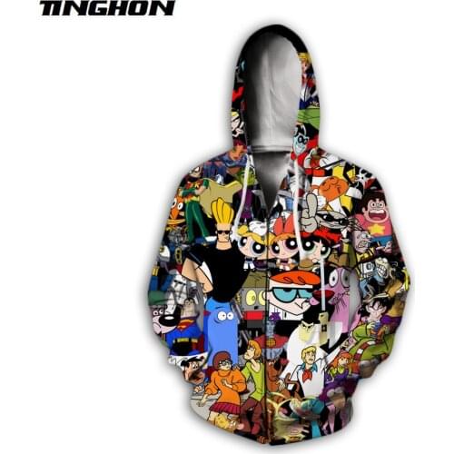 Fashion men hoodies 90s Cartoon Gang Character collage 3D Printed Hoodie Unisex streetwear Hooded Sweatshirt Plus Size 6XL 7XL