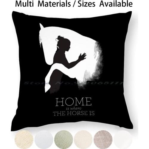 Home Is Where Is Pillow Case Throw Pillow Cover Cotton Linen Flax Horse Lover Equestrian Home Ponies Horseback Rider Hug Animal
