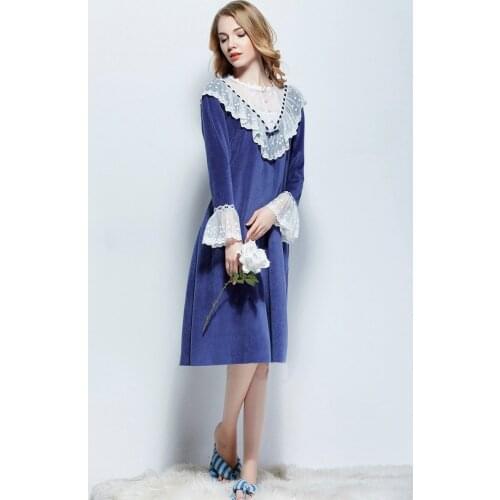 Irene Tinnie New Long Nightdress Women Velvet Warm Night Dress Casual Womens Nightgowns Autumn Nightshirt Female Sleepwear