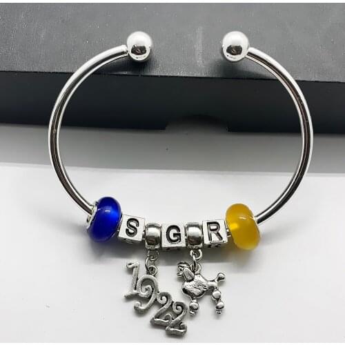 New University Greek letter society SIGMA GAMMA RHO sorority 1922 poodle pendant big hole beads wire bangle
