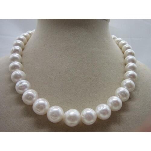 HUGE 12-14MM SOUTH SEA GENUINE white PEARL NECKLACE 925 silver 18INCH