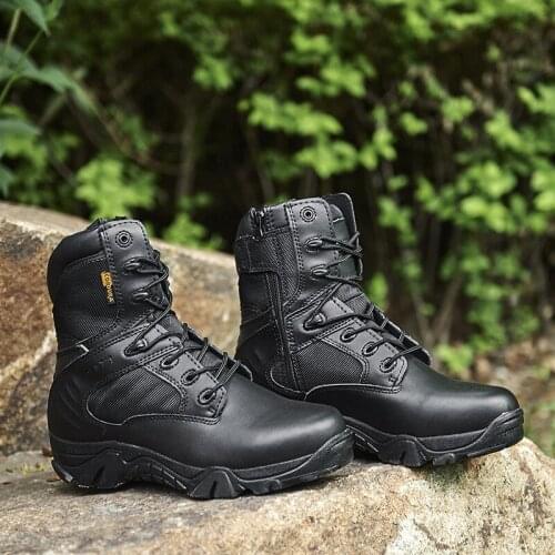 Anti-skid High-top Men Military Boots Genuine Leather Climbing Hiking Shoes Tactical Boots Woman Forces Outdoor Man Desert Boots