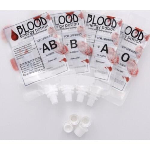 PVC 150ml Reusable Blood Energy Drink Bag Halloween Pouch Props Vampire Cosplay