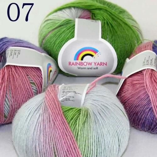 Sale Soft 4X50gr balls Cashmere Wool Colorful Rainbow Wrap Shawl DIY Hand Knit Yarn 524-05 524-07 Purple Green Pink White