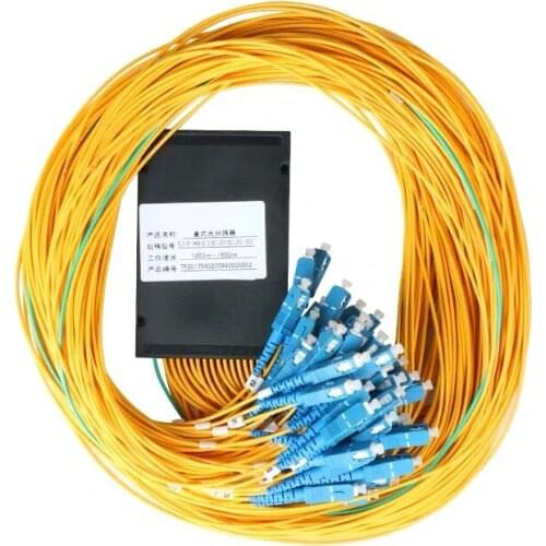 SC/UPC 1x64 Fiber Optic PLC Splitter Fiber pigtails SC UPC Connector Planar Lightwave Circuit ABS Optic Splitter Box Splitter