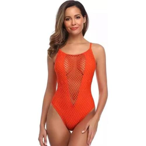 Sexy Mesh One Piece Swimsuit 2020 New Women Siamese Swimwear Push Up Monokini Knit Net Bathing Suit Female Beach Swimming S~XL