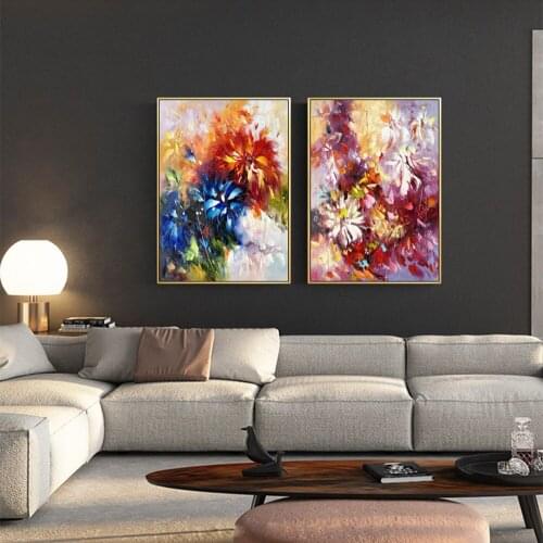 Modern Abstract Flower Handmade Oil Painting Thick Texture Oil On Canvas Wall Art For Home Hotel Wall Dcoration Picture Unframed