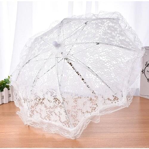 Western-style Wedding Flower Girl White Decorative Umbrella European And American Style Small Lace Umbrella Photo Props