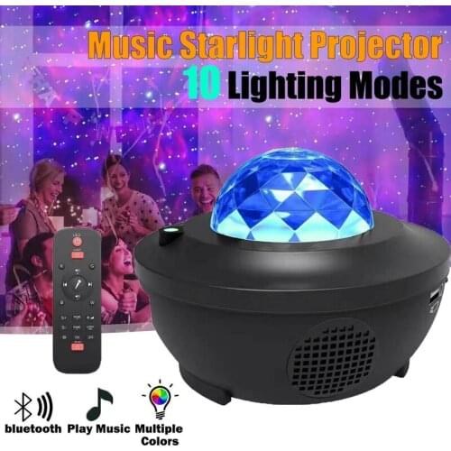 LED Music Starlight Projector USB Cable bluetooth Remote Control Music Player Laser Light Starry Romantic Projection Night Lamp