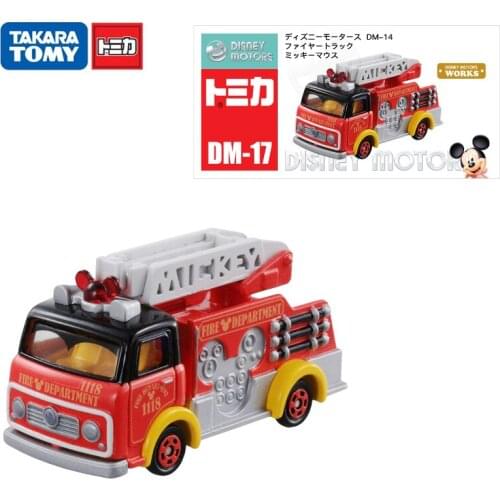 TAKARA TOMY Tomicn Disney Motors Works Pixar Cars Fire Truck Mickey 1:55 Diecast Metal Alloy Vehicle Model Toys Kid Gift DM-17