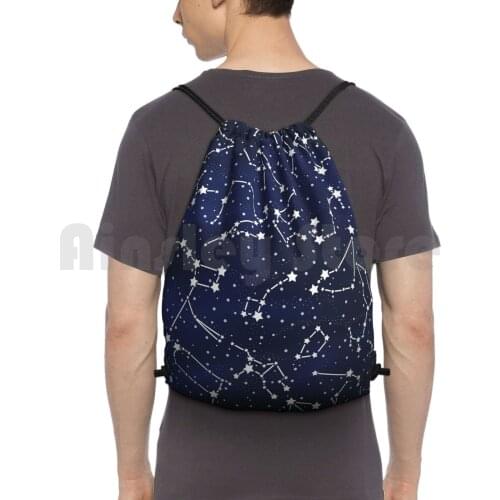 Vintage Outer Space Map Backpack Drawstring Bag Riding Climbing Gym Bag Space Vintage 1950S Atomic Atomic Age Retro Sputnik