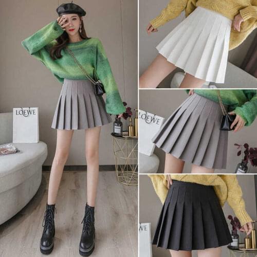 Pleated Sexy Women Short Skirt 2021 Summer High Waist Solid Color Elegant Fashion Korea Preppy Style Mini Suits with Skirt Traf
