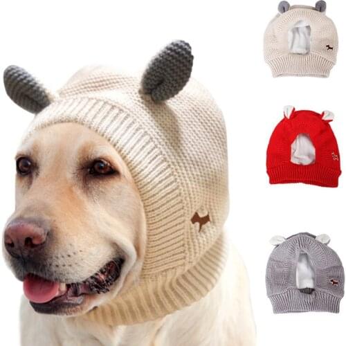 Funny Pet Dog Hat Winter Warm Knitted Pet Hat Scarf Headgear Velvet Knitted Hats Puppies Pet Grooming Accessories Sets Cotton