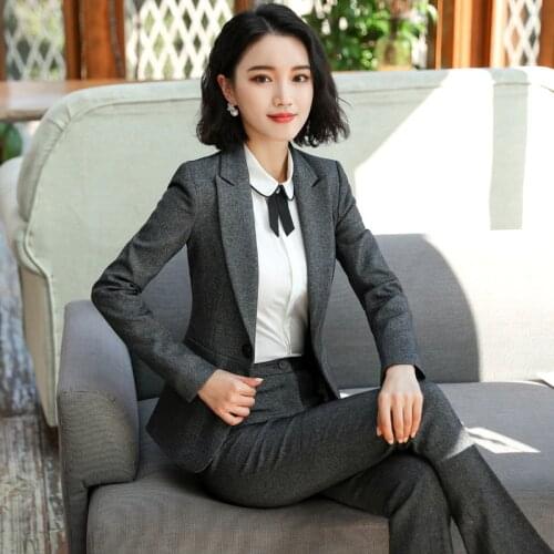 Ladies suits new fashion temperament tooling interview hotel work clothes temperament Slim trousers womens two-piece suit