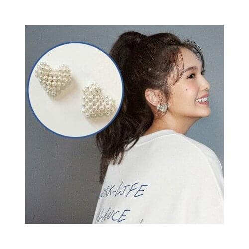 Stereo simulated Pearl Ear Stud Korean Sweet Cute Elegant For Women Hand knitting Earrings pendientes brincos fashion jewelry