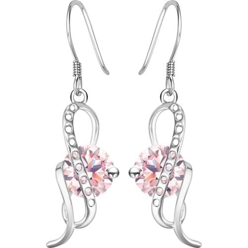 Unique cz Gem silver color drop earring for women black crystal wholesale free Distribution 2017 fashion jewelry party gift