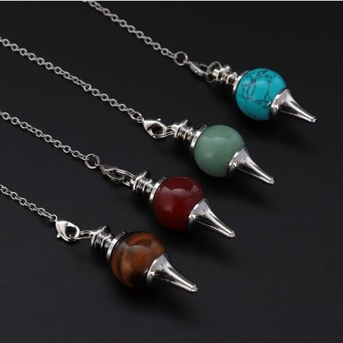 1PC Balance Reiki Natural Stone Crystal Red Agates Pendulum Circular Cone Charm Pendant for Men Women Divination Fashion Jewelry