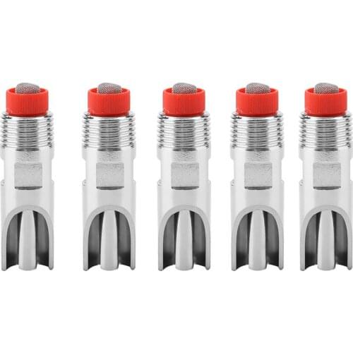5pcs Stainless Steel Automatic Pig Nipple Drinker Waterer Red Cap Duckbilled