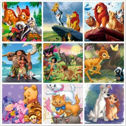 5D Disney Full Square Round Diamond Embroidery Diy Diamond Painting Lion King Cross Stitch Kits Mosaic Fawn Bambi Home Decoratio