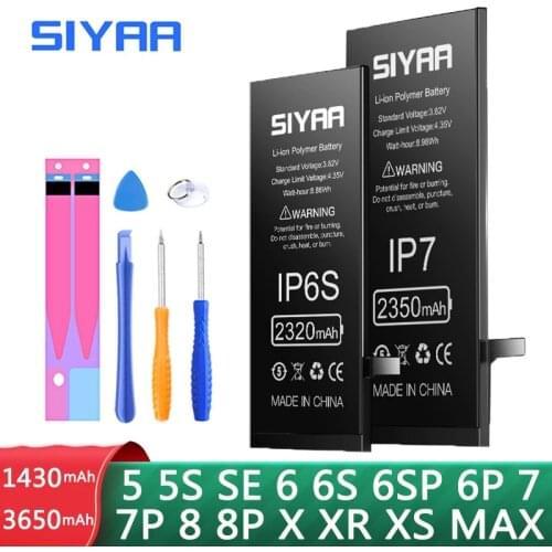 SIYAA Battery For iPhone 6 6S 7 8 Plus 5S 5 5C X SE XR XS MAX 6Plus 7Plus 8Plus 4 4S Mobile Phone Bateria Replacement Free Tools