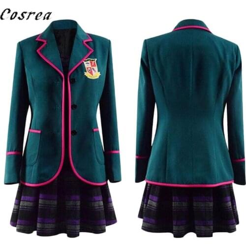Anime The Umbrella Academy Costumes Vanya Allison Cosplay JK School Uniforms Coat Dress Belt Suits for Women Girls Halloween
