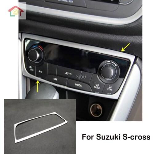 Car ABS chrome Console temperature air-condition Volume switch trim frame lamp For Suzuki S-cross scross SX4 2014 2015 2016 2017