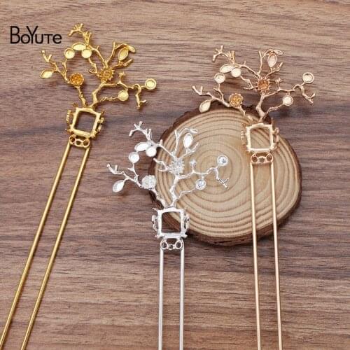 BoYuTe (5 Pieces/Lot) 56*58MM Metal Alloy Flower Branch Hair Stick Tiara Vintage Diy Bridal Wedding Hair Jewelry Accessories