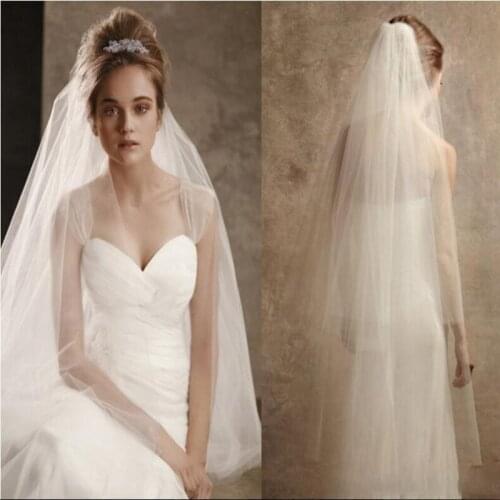 2019 Cheap Soft Tulle Two Layer Cover Bride Wedding Veils with Hair Comb White/Ivory Short Bridal Accessories