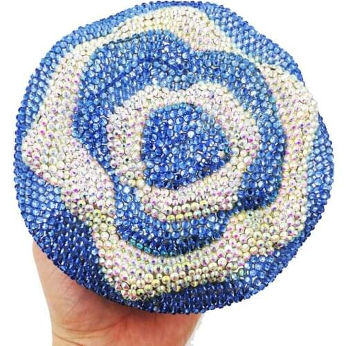 Blue Flower Designer Crystal Clutch Bags Women Wedding Prom Dinner Bags Ladies Evening Bags A35