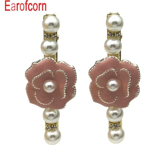 Earofcorn Exquisite Multi Style Pearl Rhinestones Plated Gold Hair Card Hair Clip One word Clip Jewelry Accessories for Women