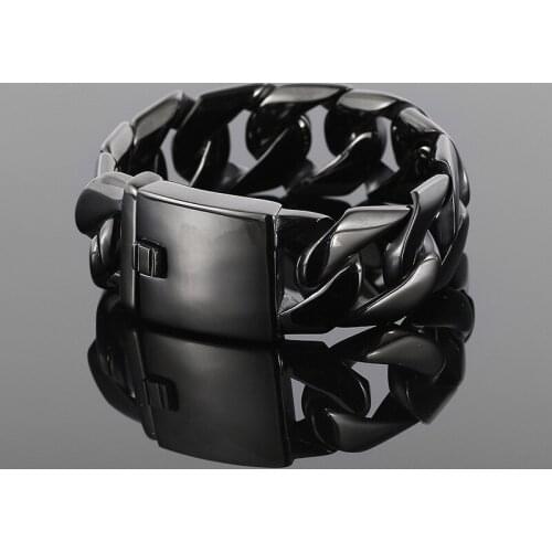 European and American fashion domineering bracelet black mens titanium steel stainless steel bracelet