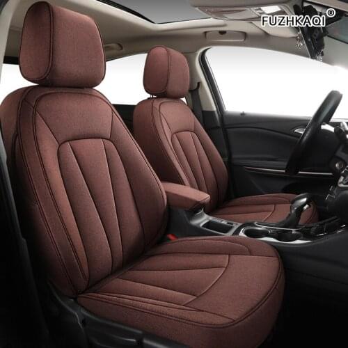 FUZHKAQI Custom FLAX car seat covers set For VW UP! Golf Polo Caravelle Multivan Sharan Passat Variant T-ROC T-Cross car seats