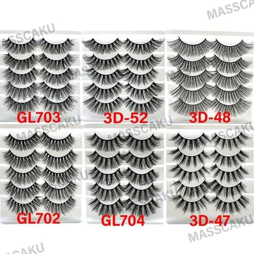 MASSCAKU 5 pairs Faux Mink fake lashes dramatic false eyelashes makeup tools extension maquiagem