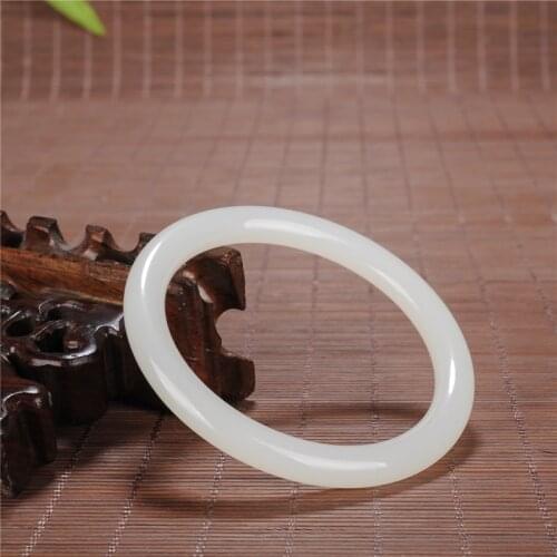 Chinese white jade Bracelet 54-64mm Charm Jewellery Fashion Accessories Hand-Carved Man Woman Luck Round bangle Amulet Gifts P32