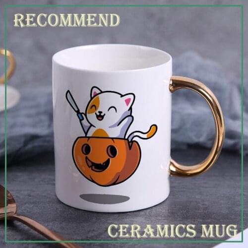 Halloween kitten ceramic coffee mug,literary teacup Office Coffee mugs Milk Cup Ceramic Cup Drinkware gift 400ml KTDW-010