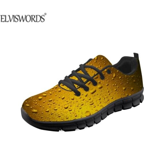 ELVISWORDS Plus Size Sport Shoes For Men Beer Up Prints Running Shoes Men Sneakers Comfortable Male Walking Jogging Shoes 2021