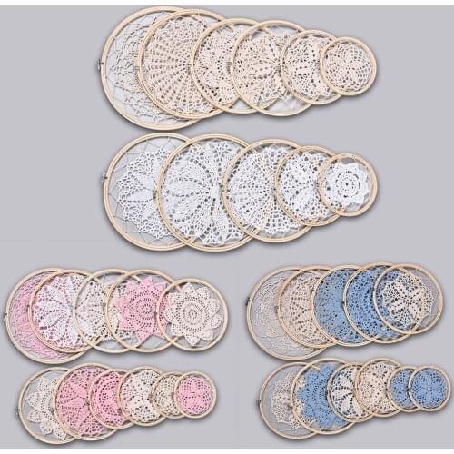 Lace Dream Catcher Set DIY Large Doily Lace Dream Catcher Set Wedding Background Decoration #W0