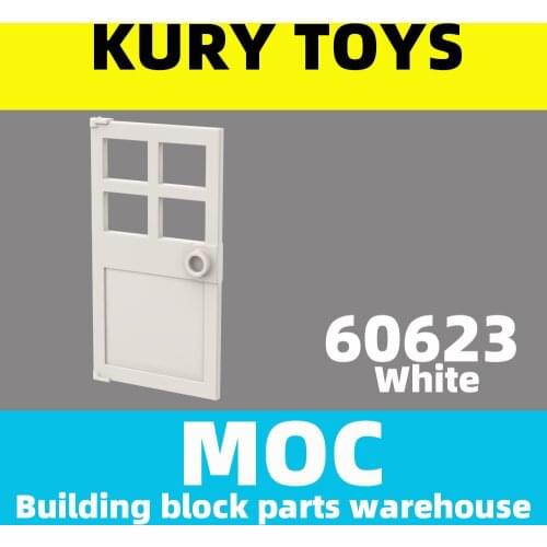 Kury Toys DIY MOC For 60623 Building block parts For Pane for Door 1 x 4 x 6 with 4 Panes and Stud Handle For Door-Window