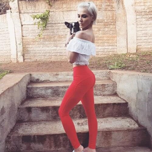 Melody Cotton Workout Leggings High Waisted Yoga Pants Red Push Up Outdoor Leggings Gym Compression Pants Women